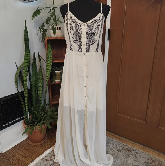 knee length dresses for ladies Ivory Floral Tiered Maxi Dress - All Dresses main image 1